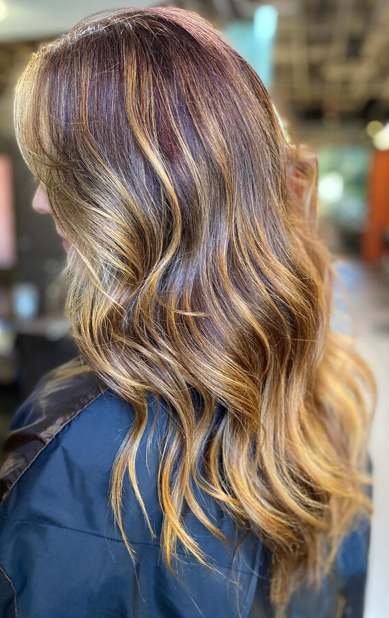 Red balayage, copper balayage, red highlights, copper highlights, red hair, copper hair, Euless balayage specialist, Euless hairstylist, Bedford hairstylist, Bedford balayage specialist